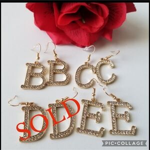 Letter Initials Rhinestone Letter Earrings New